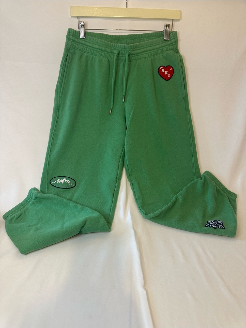 Aerie The Big Chill Green Jogger Sweatpants Ski Winter Patches Women's S
